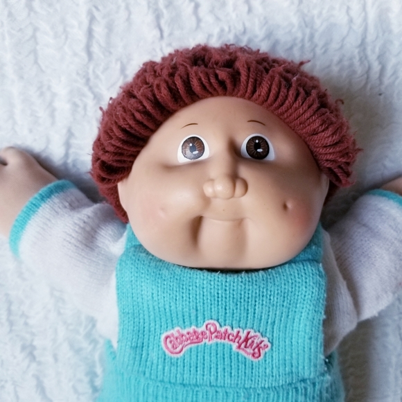 Vintage Original Cabbage Patch Kid Wearing Knit Overalls Romper - Picture 3 of 6